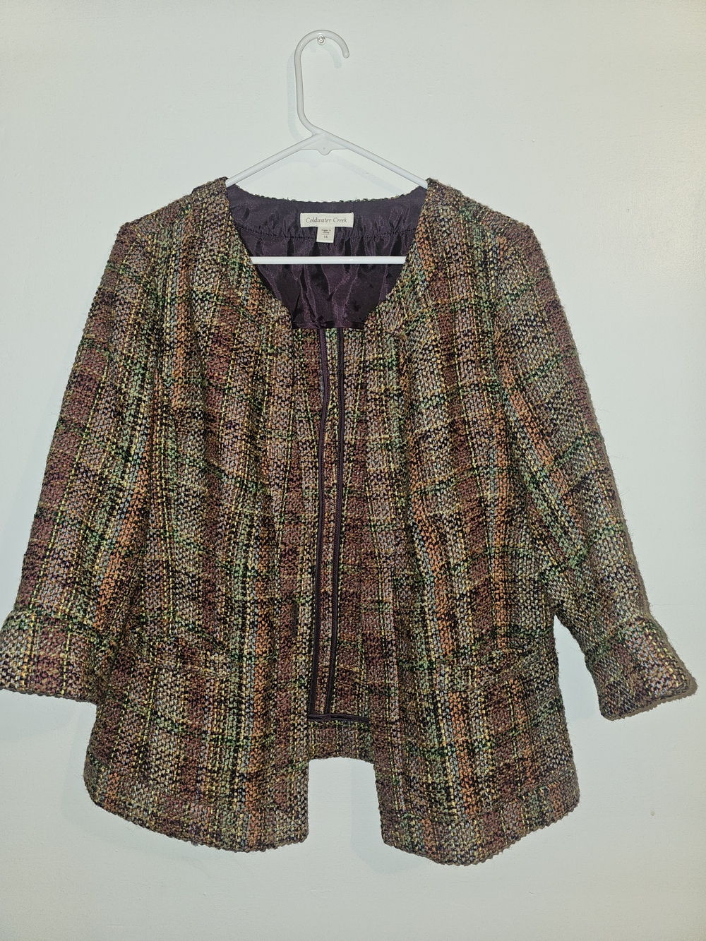 Coldwater Creek Multicolor Tweed Open-Front Jacket